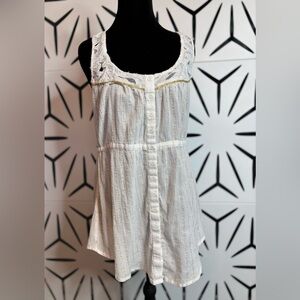 Free People Lace & Button Front Boho Tank Top Size Small